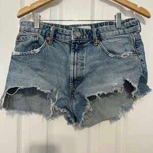 Zara Blue Distressed Jean Shorts